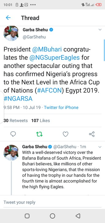 AFCON: Buhari Congratulates Super Eagles For Defeating South Africa 2-1 11