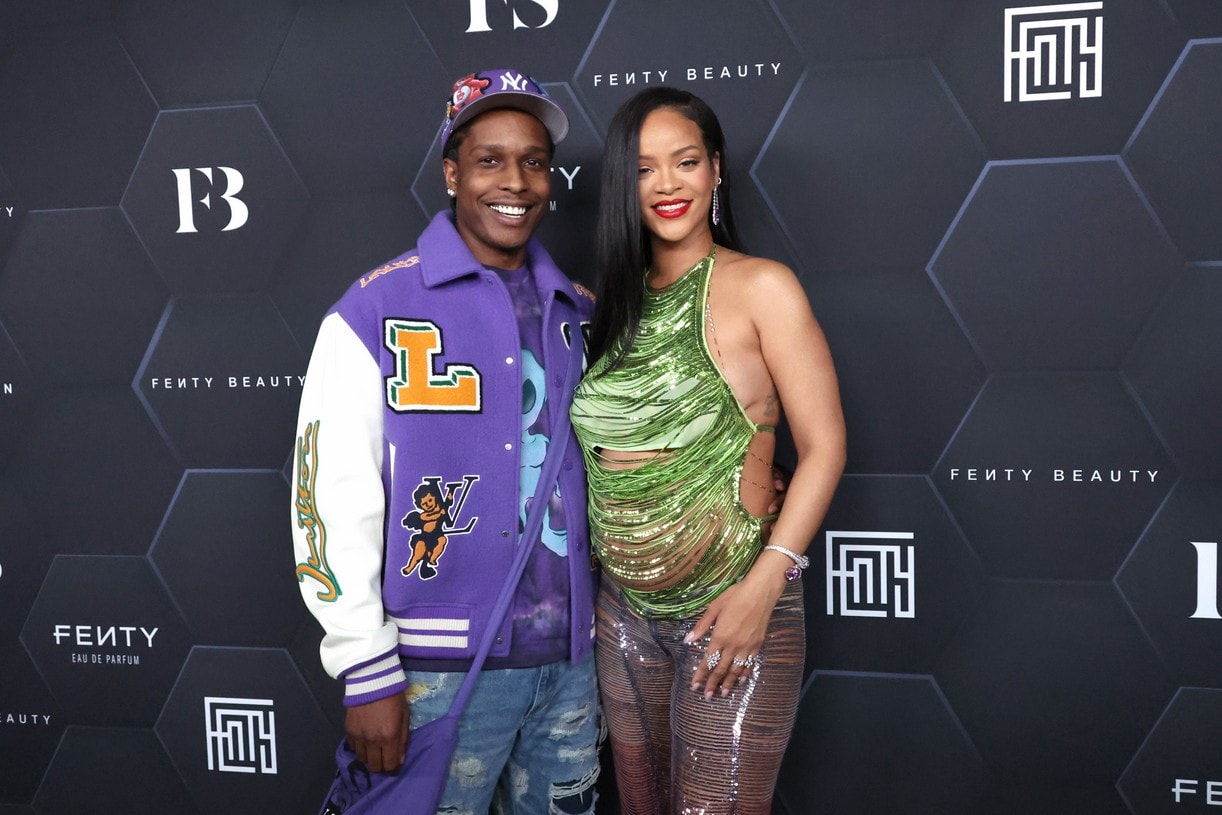 Pregnant Rihanna Shows Off Baby Bump In Sexy Shredded Green Top At Fenty Event || See Photos 10